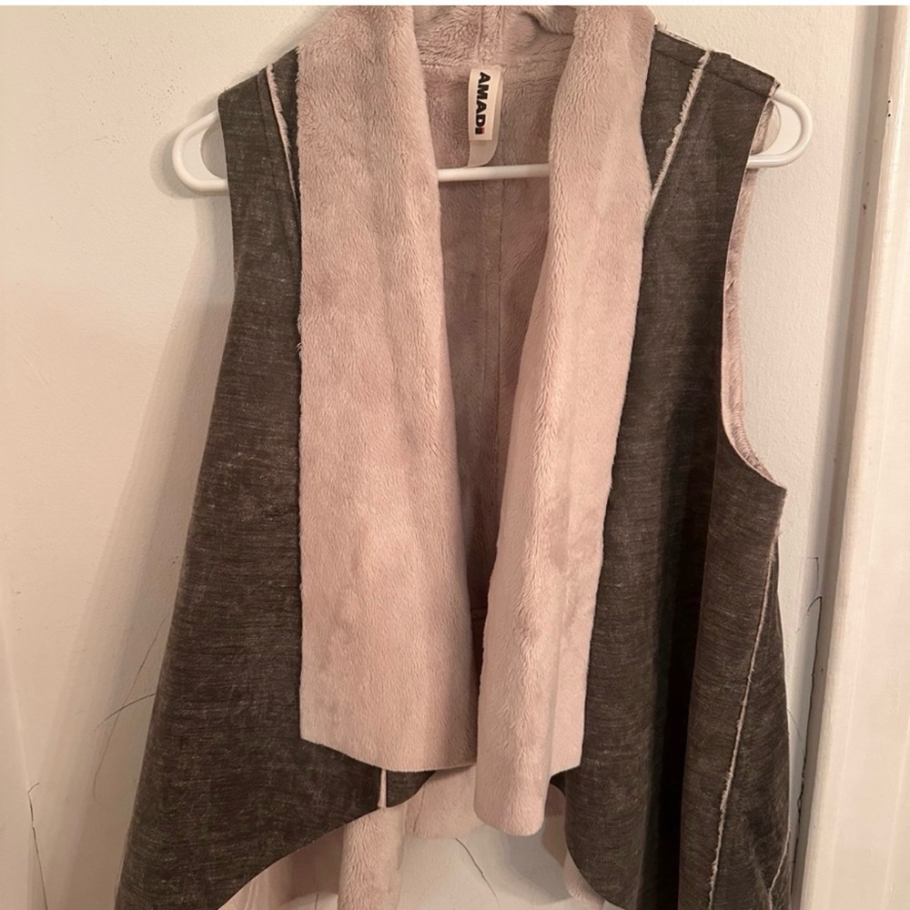Boho Faux Shearling Vest Drape Open Front Cabin Core Western Layering Piece - Picture 7 of 8